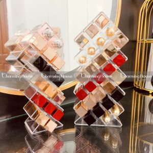 [HÀNG CÓ SẴN] - Khay son hình tháp trong suốt 16 28 cây son bằng mica cứng cao cấp