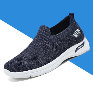 Mens Casual Slip On Loafers Shoes Mesh Black Walking Sneakers Rubber Sports Shoes for Men Big Size