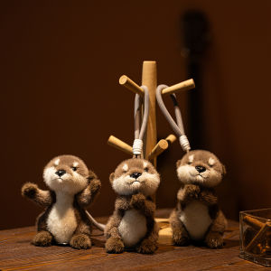 Kawaii Otter Plush Toys Simulation Otter Stuffed Animal Pendant Baby Animal Groundhog Doll Birthday Gift Bags Decoration