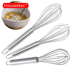Houseeker Máy Đánh Trứng Bằng Thép Không Gỉ 8/10/12 Inch Máy Đánh Trứng Cầm Tay Dụng Cụ Làm Bánh Nhà Bếp