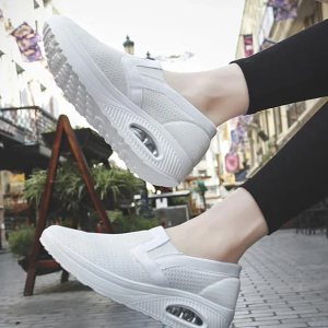 GiiMall Womens Ice silk heightening air cushion shoes Flyingknit rocking shoes