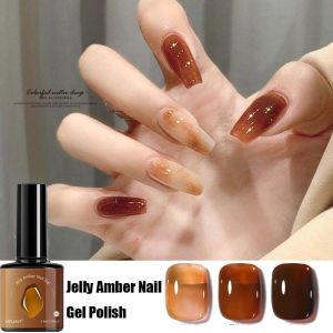 8ML Jelly Amber Nail Gel Polish Pink Nude Milky Color Manicure Soak Off UV LED for Nail Art Gel