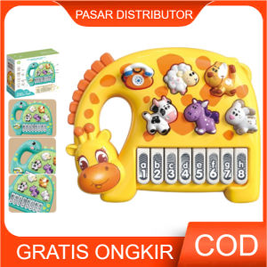 Mainan Anak ANIMAL MUSICAL HARP BTC-3046/3045 Mainan Piano Dinosaur Music Lampu Giraffe Anak Mainan Anak Perempuan - Mainan Anak Laki Laki