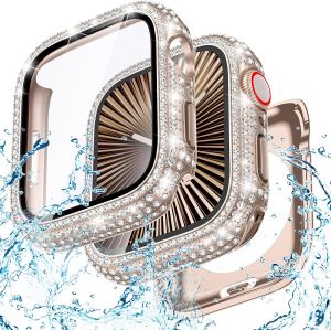 YALILAI Waterproof Bling Case for Apple Watch 40mm 41mm 42mm 44mm 45mm 46mm 49mm with Screen Protector Splash-Resistant Easy Install Sparkling PC Front Bumper & Hollow Back Cover for iWatch Ultra3/2 SE3/2 Series 11 10 9 8 7 6 5 4