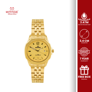 Mirage Jam Tangan Analog Wanita Mewah 8825 L Stainless Steel Gold Original Tanggal Aktif Anti Karat