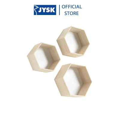 Bộ 3 chiếc kệ treo tường | JYSK Ilbro | gỗ công nghiệp màu tự nhiên/trắng