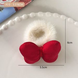 Ribbon Hair Tie Hair Clip 🎀 蝴蝶结毛绒发圈发夹 Klip Rambut Riben Bulu White Red Plush Bow Hair Pin Hair Accessories