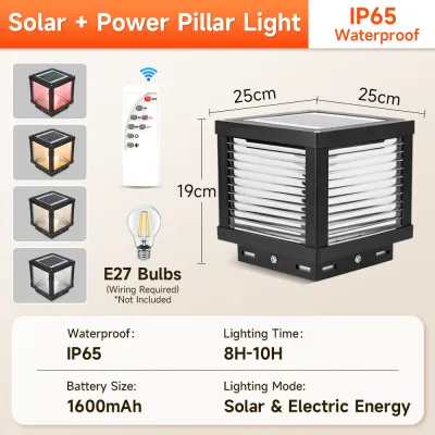 LED Solar Power Connect Post Light Outdoor 4 Colors: IP66 Waterproof Lamp with Remote Control for Yard Garden Balcony Courtyard Christmas