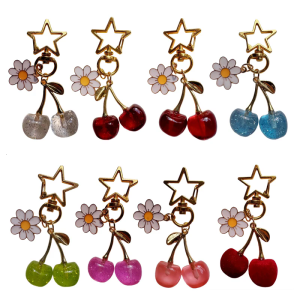Cherry và hợp kim móc khóa hoa Keyring hình dạng hợp thời trang Móc Treo Chìa Khóa Phụ Kiện túi xách cho phụ nữ và trẻ em gái