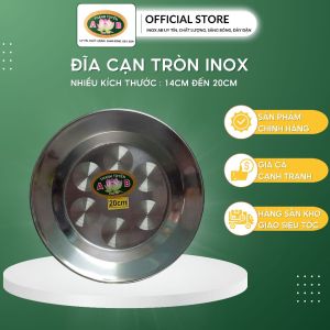 Dĩa Inox cạn tròn đựng thức ăn nhiều size từ 14cm đến 20cm