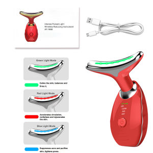 DECINIEE Electric Neck Massager EMS 7 Colors LED Photon Red Light Therapy Photon Wrinkle Remover Face Neck Beauty Instrument Device Skin Care Tool