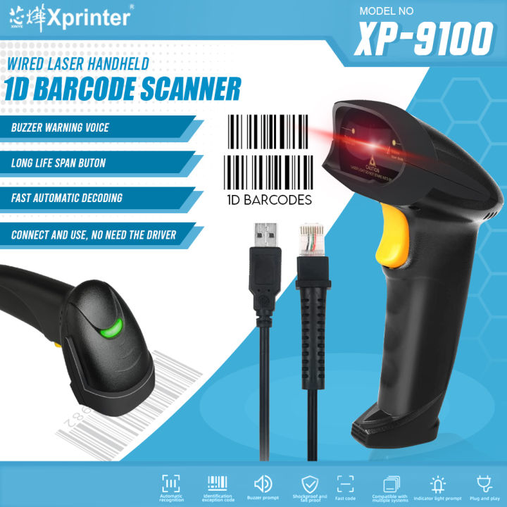 Xprinter XP-9100 1D Barcode Scanner Wired USB Type Portable for POS P2P