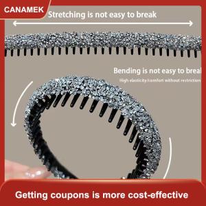 【CANAMEK】 Không trượt Rhinestone tóc Hoops ban nhạc phụ nữ răng đàn hồi headbands cho phụ nữ sáng bóng tóc sang trọng Hoops