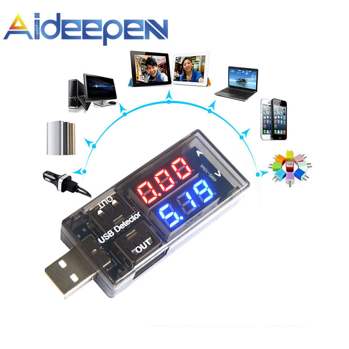 Aideepen Dual Usb Current Voltage Tester Detector Meter Digital Voltmeter Ammeter Th