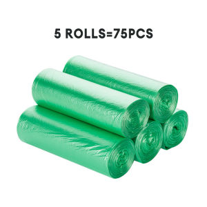 Garbage Bags 5 Rolls Total 75pcs Locaupin Plastic Garbage Bags No Smell Heavy-Duty Office Cleaning Trash Sampah Others Plastik Biodegradable Rubbish Bag Plastic Bag
