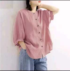 Blouse Linen Premium Kerah Sanghai Jumbo