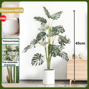【Send flower pots】Artificial Plants big size artificial plants home display 18 leaves 85cm/24 leaves 95cm Artificial Palm Leaves artificial fiddle plant Monstera plant Fiddle Leaf Fig Tree Ficus Lyrata Plant For Indoor House Home Wedding Office Decoration