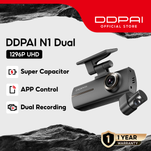 DDPAI N1 Dual Dash Cam 1296P Full View HD 135° Night Vision 24 Hours Parking Monitor IPS Power Management
