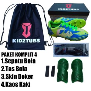 KIDZTUBS Sepatu Bola Anak Paket Komplit Sepatu Bola Tas Skin Deker Kaos Kaki Usia 6-10 Tahun Size 28 29 30 31 32 33 34 35 36 37 KDZ1655121824