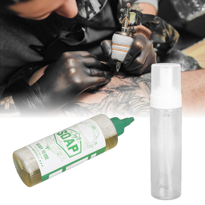 Green Tattoo Soap for Tattooing Piercings Aftercare 240ml Tattoo Cleaning Solution with 200ml