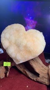 Trái tim hóa đá lemurian tự nhiên clear quartz lấp lánh tình yêu lung linh phong thủy vũ trụ mã số 266