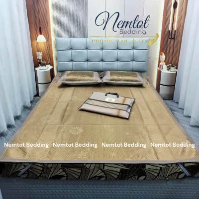 💤NHẬP KHẨU💤 Bộ 3 Món Chiếu Mây Lụa Tơ Tằm Điều Hòa Nằm Thoáng Mát Kèm 2 Vỏ Gối Nằm _ Nemtot Bedding
