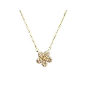 925 Silver Sweet Flower Necklace  Sparkling Crystal Accents Versatile Daily Elegant Style