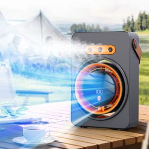 KEND 100-Speed Stepless Adjustment Mini Evaporative Air Cooler Multi-Angle Airflow Quiet Operation Humidifier Fan Electric Fan Digital Display Portable Air Conditioner Bedroom