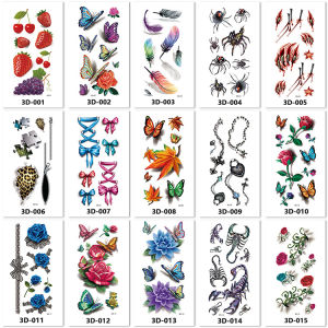 ZEEMIN 3D tattoo stickers 3D tattoo stickers Flowers Birds Fish Insects Animals and Plants 3D color printing tattoo stickers can be customized with pictures.
