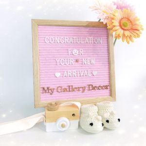พร้อมส่ง🚩กระดานอักษร ไม้โอ็คแท้ 100% แถมฟรี!! อักษรสีขาว2แผ่น ขาตั้งไม้( Letter board)