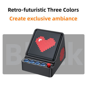 NEWMSNR Smart RGB Pixel Art Wireless Bluetooth Speaker Retro Mini Arcade Cabinet Desktop Audio Soundbar Custom App DIY Animation Night Light Alarm Clock TF Card AUX Portable Subwoofer Speaker for Gaming Desk Setup Home Decoration Creative Gift