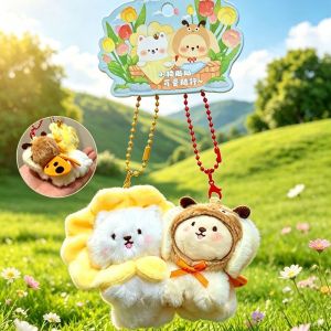 DOWNA Cặp đôi từ tính dây chuyền ba lô Có lông Động vật hoạt hình Phụ kiện trang trí túi xách Dễ thương Nhiều màu sắc Móc khóa Quà tặng cặp đôi