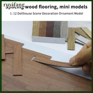 ruyifang บอร์ดพื้นขนาดเล็ก10ชิ้นกระเบื้องปูพื้นบ้านตุ๊กตาพื้นไม้ขนาดเล็กสำหรับ1:12บ้านตุ๊กตาเฟอร์นิเจอร์ตกแต่งพื้นผนัง
