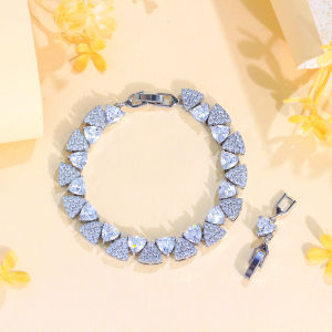 Sequito cao quý tam giác AAA đá Cubic Zirconia trang sức đeo cổ tay mạ bạc Nhiều Màu Vòng tay trang sức cho prom Đảng B381