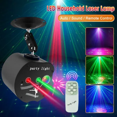【Local Delivery】Vimite Disco Stage Laser Light Music DJ Voice Control Colorful RGB Party LED Projector Lamp with Remote Control for Room Birthday Atmosphere Christmas Wedding KTV Bar Decoration
