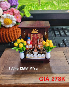 Mô hình bàn thờ Thần Tài Thổ Địa siêu mini (tượng Thần Tài Thổ Địa size 3.5cm)