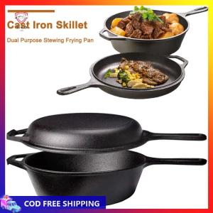 Iron Frying Pan Non-Stick Skillet with Handle Pre-seasoned for Frying Baking Grilling Indoor Outdoor Cooking
