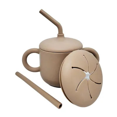 Cubble 2-In-1 Silicone Training Cup With Straw Set Natural