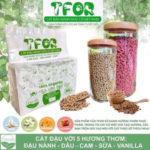 Cát đậu nành TFOR Cát vệ sinh cho mèo hữu cơ xuất xứ Việt Nam xả được trong bồn cầu Túi 6L