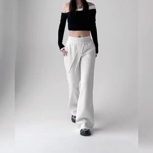 Flared Sweatpants for Women Spring and Autumn High Waist Slimming Casual Sweatpants Loose Fit Draped Floor-Length Straight-Leg Wide-Leg Pants