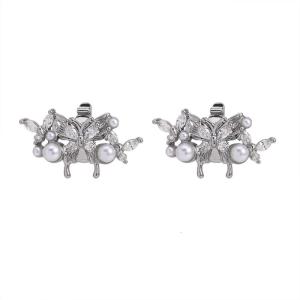Butterfly Pearls Earphone Studs Secure AntiSlip Design Universal Electroplated Coppers Accessories