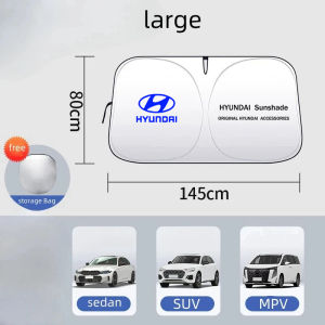 S/L 2 Sizes Thicker Foldable Car Front Windscreen Sunshade Vehicle Summer Thermal Insulation Curtain For Hyundai Accent Ioniq 6 5 Kona Certa Elantra N Santa Fe I10 Sonata Tucson Accessories