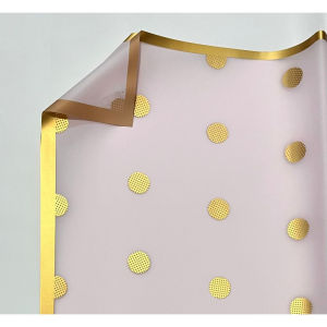 Kertas Buket Bunga Motif Polkadot List Gold Flower Wrapping Paper Polkadot Cellophane KB099