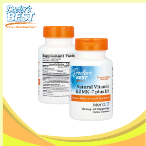 Doctors Best Ph | Doctors Best Natural Vitamin K2 MK-7 plus D3 180 mcg 60 Veggie Caps Supports Calcium Metabolism for Maintaining Healthy Bones  Encourages Soft Tissue Elasticity Through Effective Vitamin K2 Distribution