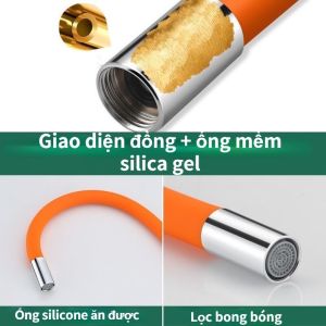 Đầu nối vòi nước cao su siêu dẻo và bền bỉ xoay 4 phương tám hướng dễ dàng
