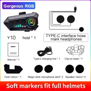 Y10 Wireless BT 5.3 Headset untuk Pengurangan Kebisingan Helm Sepeda Motor Tahan Air IPX6