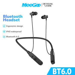 MEEGOO หูฟังบลูทูธไร้สายแบบคล้องคอ แบบแม่เหล็ก V6 0 Bluetooth Earphone HIFI 9D กันน้ำ ใช้ได้ 25 ชั่วโมง พร้อมไมโครโฟน