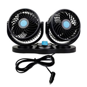 AUTOFun 12V/24V 360 Degree All-Round Adjustable Car Auto Air Cooling Dual Head Fan Low Noise