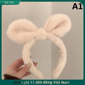 QK FA ✨ New tai thỏ sang trọng Headband phụ nữ rắn màu sang trọng hairband tóc Hoop cô gái thời trang trang điểm Phụ kiện tóc