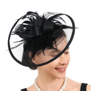 Thanh lịch lông vải tuyn Cocktail Mũ fascinator cho phụ nữ thanh lịch Derby nón đội lệch đi tiệc với lưới chi tiết cho cô dâu